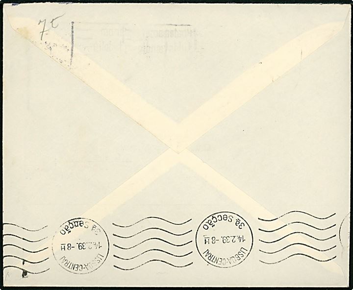 30 øre Thorvaldsen på firmakuvert fra Skandinavisk Kork-Import i København d. 11.2.1939 til Lissabon, Portugal.