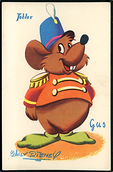 Walt Disney. Musen Bum i uniform, fra Askepot. Fransk reklame fra 50'erne for “Tobler” chokolade. Georges Lang, Paris u/no.