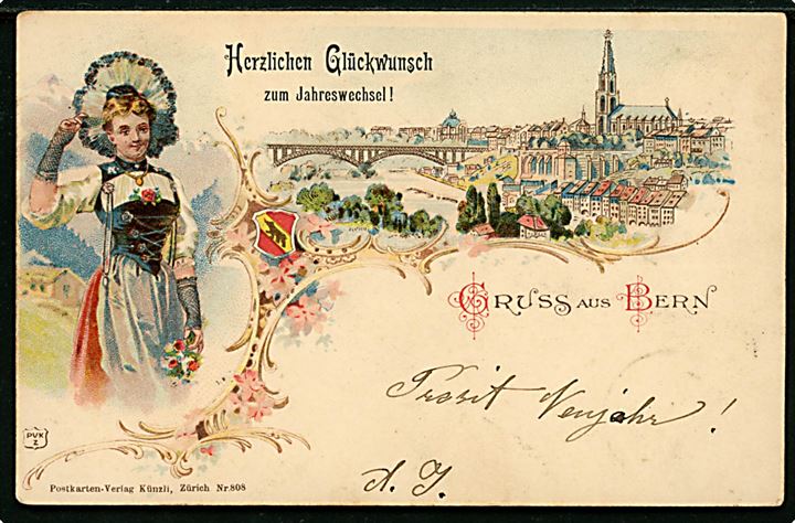 Schweiz, Bern, Gruss aus. Nytårskort 1901.