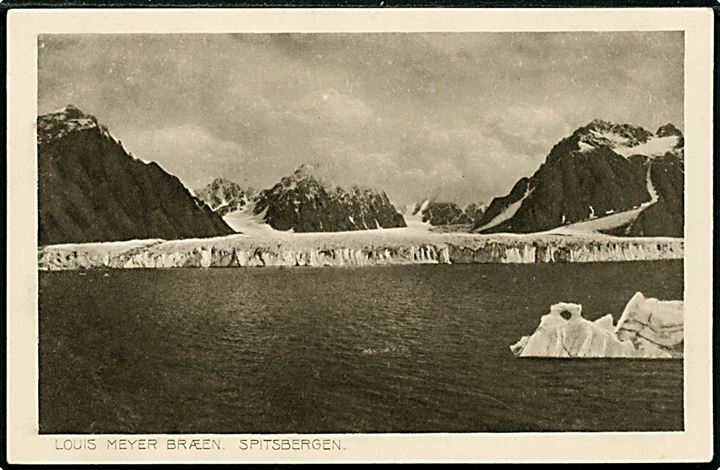 Svalbard / Spitsbergen. Louis Meyer Bræen. P. T. Ritter - Reklamekort for Bergenske S/S Coy. 