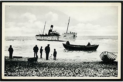 Norsk dampskib S/S “Torbrand”, DS AS Tangbrand, Haugesund strandet ved Højen d. 9.2.1933. Stenders no. 67481.