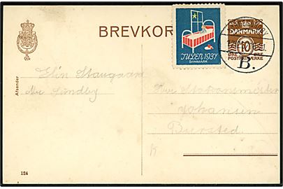 10 øre helsagsbrevkort (fabr. 124) med Julemærke 1937 annulleret brotype Vc Nørresundby B. d. 17.12.1937 til Biersted.