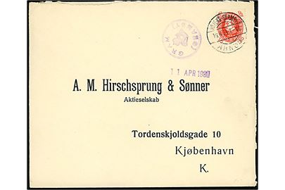 15 øre Chr. X 60 år på brev annulleret med bureaustempel Vojens - Gramby - Arnum T.48 d. 10.4.1931 og sidestemplet med posthornstempel GRAM (GRAMBY) til Kjøbenhavn.