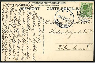 5 øre Chr. X på brevkort (Stokkemarke alderdomshjem) annulleret med stjernestempel STOKKEMARKE og sidestemplet Søllested d. 7.9.1917 til København.