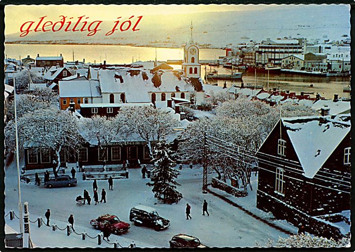 70 øre Klipper og to forskellige Børnehjælpfonden mærker på julekort fra Tórshavn d. 22.12.1975 til København.