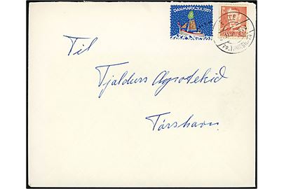30 øre Fr. IX og DANSK Julemærke 1957 på brev annulleret med pr.-stempel Ejde pr. Thorshavn d. 21.12.1957 til Tórshavn.
