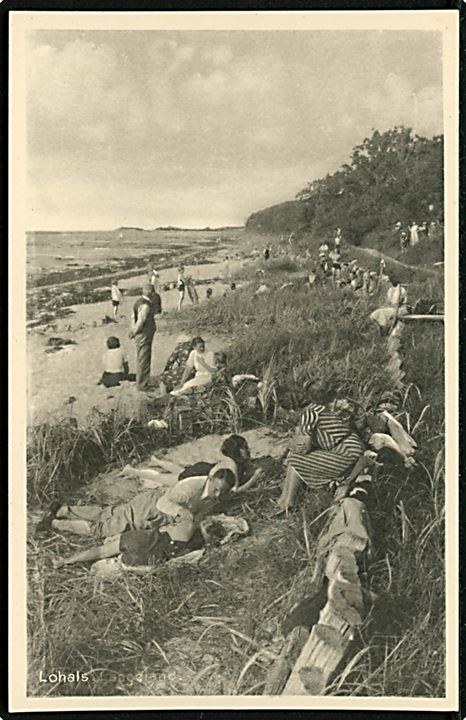 Lohals. Strandparti med badegæster. Stenders Rudkøbing no. 40.