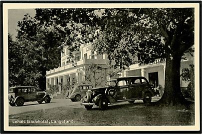 Lohals Badehotel med flere fine automobiler. Stenders Rudkøbing no. 45.