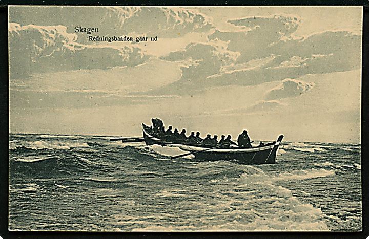 Skagen. Redningsbaaden gaar ud. Søren Engsig no. 19 17139.