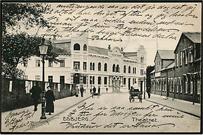 Esbjerg, gadeparti med teatret. Stenders no. 13034.