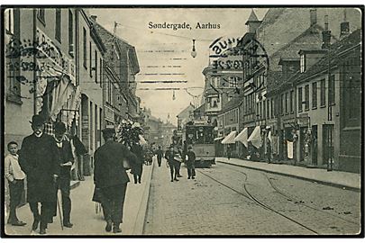 Aarhus, Søndergade med sporvogn no. 14. Wm. Rohweder u/no.