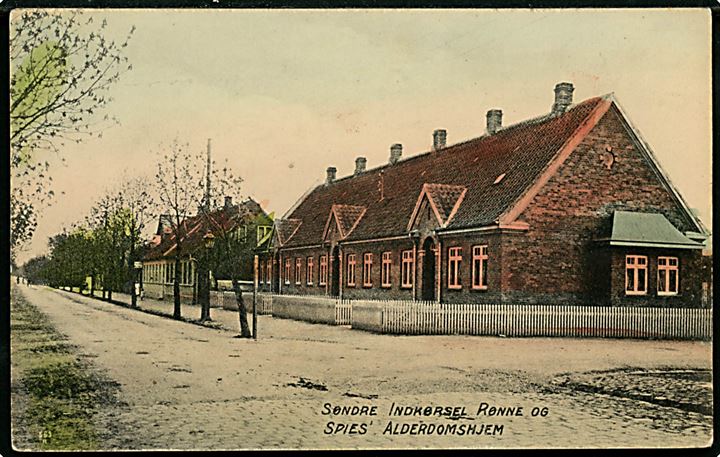 Rønne, Søndre Indkørsel med Spies' Alderdomshjem. F. Sørensen no. 30.