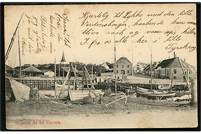 Bogense, havn med fiskefartøjer. L. Christensen no. 655.