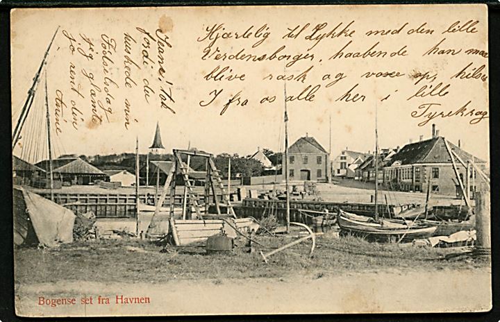 Bogense, havn med fiskefartøjer. L. Christensen no. 655.