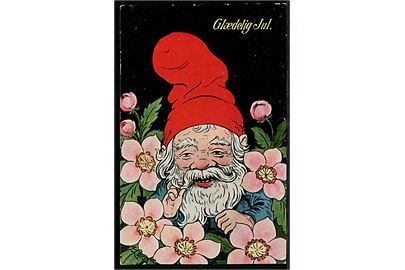 Henrik Larsen: Nisse med blomster. Glædelig Jul. Stenders u/no.