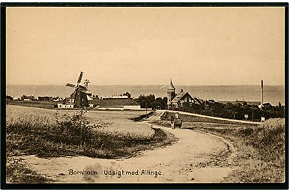 Allinge, udsigt med mølle. F. Sørensen no. 630.