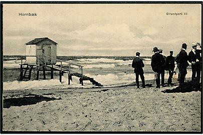 Hornbæk, Strandparti III med badehus. Hahnemann u/no.