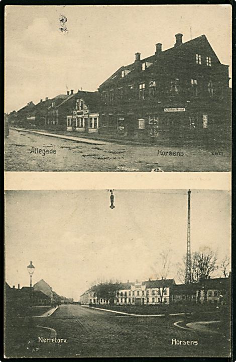 Horsens. Allegade og Nørretorv. E. Knudsen no. 2621. 