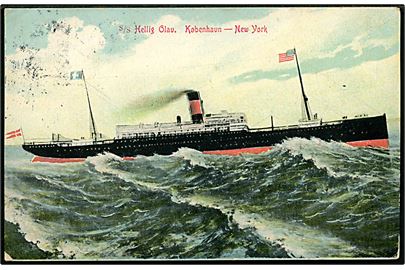 Hellig Olav, S/S, Skandinavien Amerika Linie på ruten København - New York. Anvendt fra Christiania 1908.