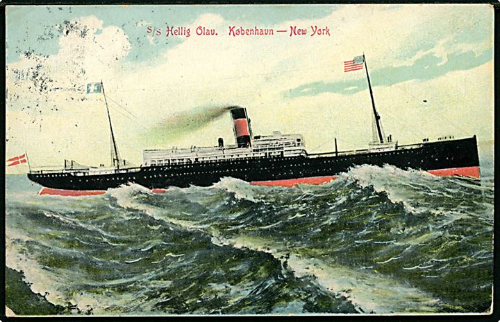 Hellig Olav, S/S, Skandinavien Amerika Linie på ruten København - New York. Anvendt fra Christiania 1908.