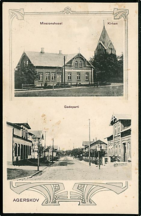 Agerskov, gadeparti og missionshus. C. C. Biehl no. 1250.