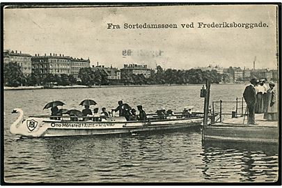 Købh., Sortedamssøen ved Frederiksborggade med dampbåd. E. H. Lorenzen no. 1.