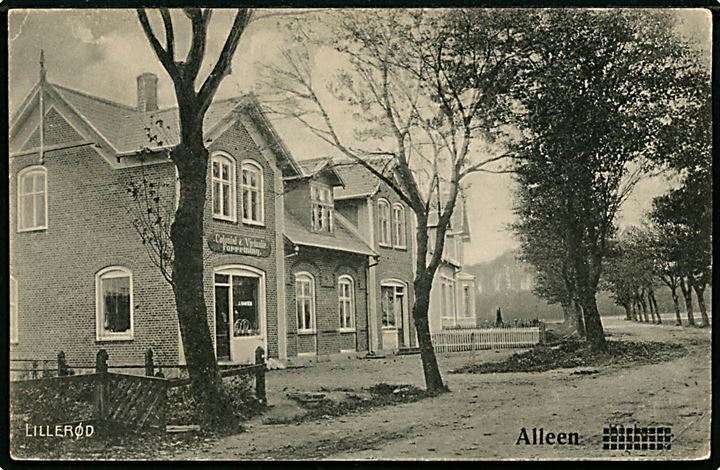 Lillerød, Alleen med Colonial & Victualie Forretning. Chr. Mouritzen u/no.