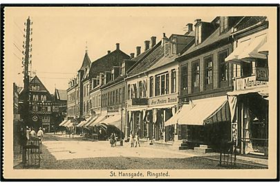 Ringsted, St. Hansgade med Ahrent Flensborgs Boghandel. F. Flensborg no. 679.