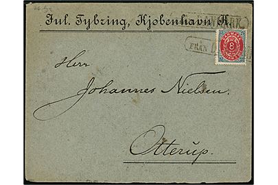 8 øre Tofarvet på skibsbrev fra København annulleret med svensk skibsstempel Från Danmark og på bagsiden transit stemplet med svenske bureaustempler d. 19.9.1892 og lapidar Odense d. 20.9.1892 til Otterup.