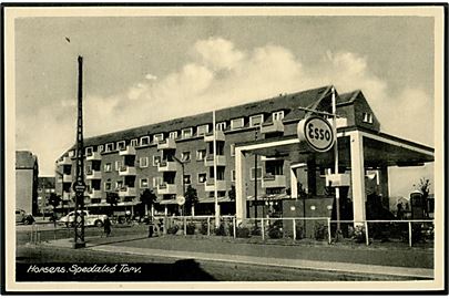 Horsens, Spedalsø med ESSO benzintank. Odinsgaardens Kiosk no. 10212.