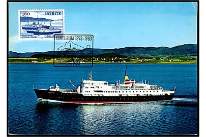 Harald Jarl, M/S, maxikort med 1,80 kr. Hurtigruten annulleret med særstempel d. 2.7.1983.