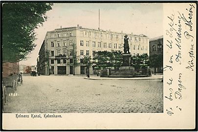 Købh., Holmens Kanal med Hotel Kongen af Danmark. O. E. Kull no. 2488. Ældre kort benyttet i 1929.