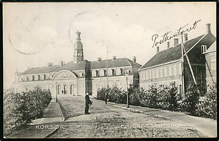 Korsør, jernbanestation og postkontor. N. Zachariassen u/no.