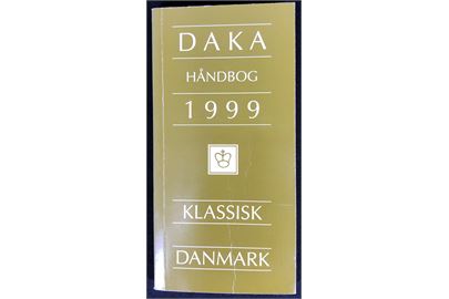 DAKA Håndbog 1999 / Klassisk Danmark. Katalog og prisguide til klassiske danske stempler, forsendelser osv. Forlaget Daka 192 sider. Pænt næsten ubrugt eksemplar.