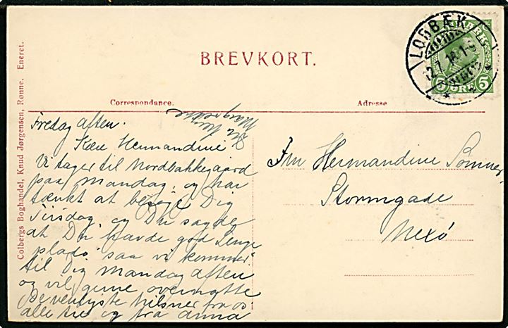 Dueodde klitparti. Med 5 øre Chr. X annulleret Lobbæk d. 12.07.1916 til Nexø. 