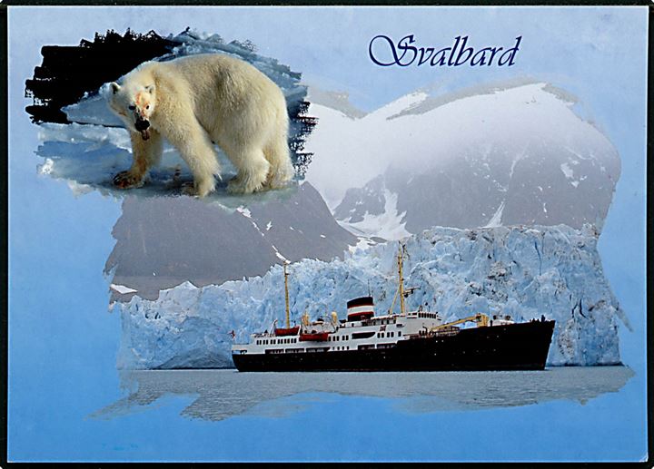 Svalbard / Spitzbergen. Isbjørn og turistskib M/S Nordstjernen. To-Foto A/S no. 97-2145.