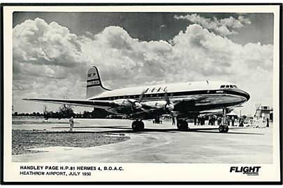 Handley Page HP81 Hermes fra BOAC i Heathrow 1950. Flight International u/no.