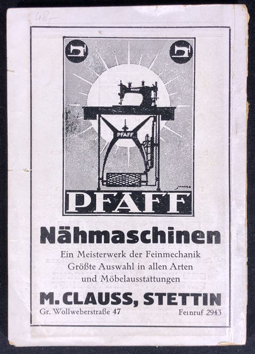 An die Ostsee über Stettin - Dampfschiffs Fahrplan 1927. 152 sider rejseplan til bl.a. Bornholm. Rift i forside.