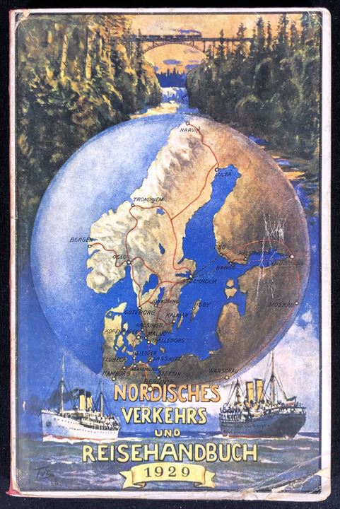 Nordisches Verkehrs und Reisehandbuch 1929 296 sider illustreret turisthåndbog med kort, turist information, rejseplaner osv.