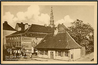 Købh., Den gamle Accisebod, samt stor facade reklame. Dansk Lystrykkeri no. 1730. 