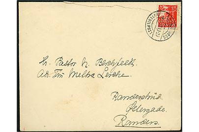 15 øre Karavel (DEFEKT) på brev annulleret med sjældent brotype IIc stempel Sønderborg Rutebilpost d. 8.5.1933 til Randers.