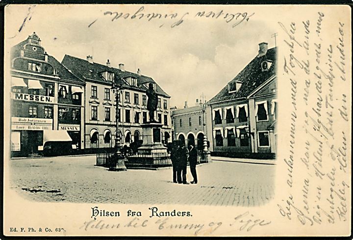 Randers. Torvet med Bolt Jørgensen forretning Messen. Eduard Fr. Philipsen & Co. no. 63x.