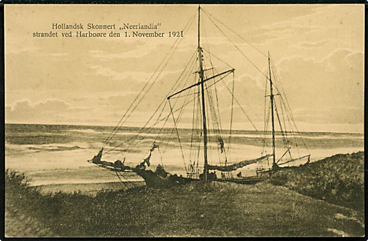 Neerlandia, hollandsk skonnert strandet ved Harboøre d. 1.11.1921. Harboøre Papirlager no. 446922.