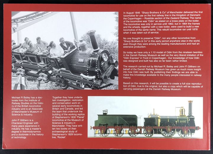 The Odin Project - Design and Construction of Denmark's First Locomotive af Michael R. Bailey & John P. Glithero. 96 sider illustreret jernbanehistorie.