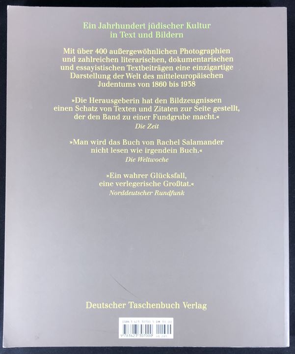 Die jüdische Welt von gestern - Text- und Bild-Zeugnisse aus Mitteleuropa 1860-1938 af Rachel Salamander. 320 sider illustreret historisk beskrivelse af den jødiske befolkning i Mellemeuropa 1860-1938.