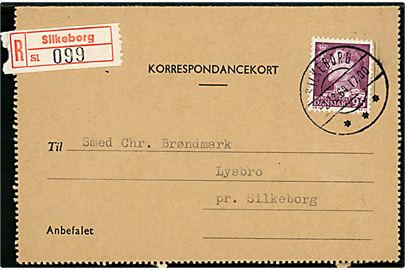 95 øre Fr. IX single på korrespondancekort sendt anbefalet i Silkeborg d. 2.12.1964.