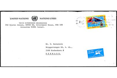 1,90 på fortrykt luftpostbrev fra United Nations Truce Supervision Organization i Jerusalem d. 15.2.2001 til København. Sendt fra dansk officer ved UNTSO Hq.