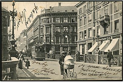 Aarhus. Sct. Clemens Bro med sporvogn no. 17. Stenders no. 5682.