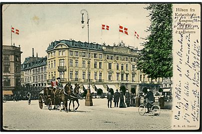 Købh., Kongens Nytorv med Hotel d'Angleterre. Fritz Benzen no. 42. Lille knæk. 