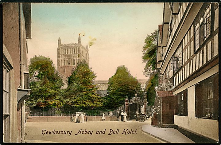 England. Tewkesbury Abbey and Bell Hotel. 